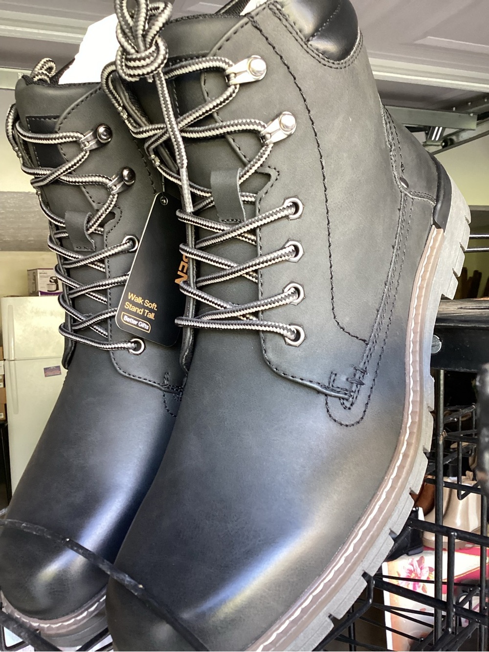 JouSen Men's Black Casual Work Boots